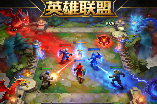 英雄联盟游戏封面展示召唤师峡谷5V5团队对战场景